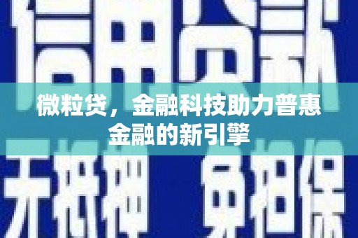 庄浪微粒贷，金融科技助力普惠金融的新引擎