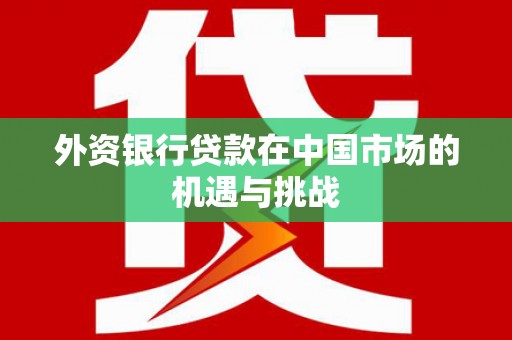 水磨沟外资银行贷款在中国市场的机遇与挑战