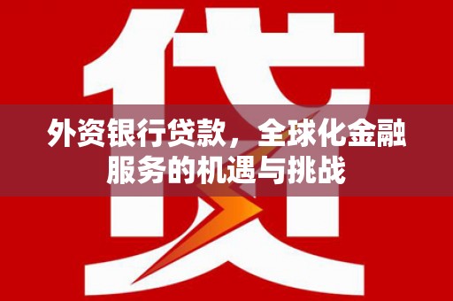 西塞山外资银行贷款，全球化金融服务的机遇与挑战