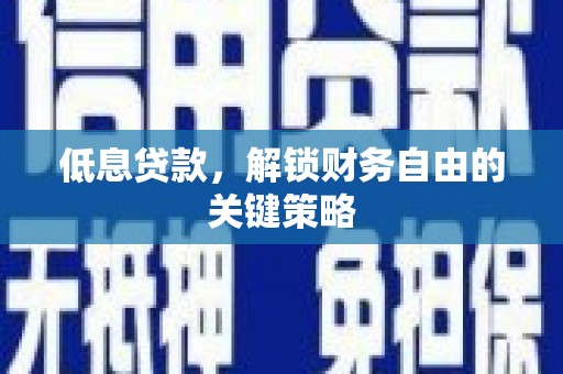 陆川低息贷款，解锁财务自由的关键策略